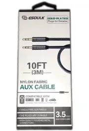 Esoulk Gold Plated AUX Cable 3.5mm / 10feet / Tangle Free, Non Tangle (Black)