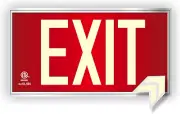 Photoluminescent Exit Sign Red - Framed Flat Wall Mount. UL 924 Code Approved/Ib