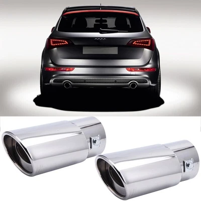 Pair Car Exhaust Pipe Tip Titanium Muffler Stainless Steel For Audi Q3 Q5 Q7 Q8
