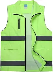 construction vest Volunteer Reflective Clothing Site Construction Workwear Safety Night Reflective Clothing Vest Labor Insurance Workwear Vest safety vest mesh (Color : Green, Size : 2XL)