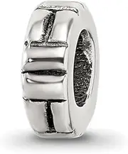 [JewelryWeb] 925 Sterling Silver Artisan Oxidized Reflections Notched Spacer Bead Charm Pendant Necklace Measures 8.18x2.73mm Wide