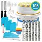 106pc Cake Turntable Piping Pastry nozzles bag Cupcake Baking Tools Set Kits New