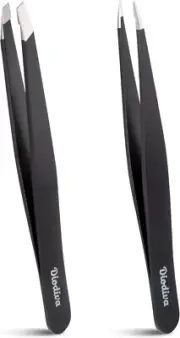 2-Pack Tweezers for Eyebrows, Facial Hair, Eyebrow Plucking Grooming with Case -