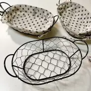 Small Wire Basket with Handle removable cloth organizer Set of 3 NWT