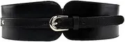 [Gudoye] Women Elastic Stretchy Ladies Dress Wide Belt Metal Buckle Retro Leather Waist Belt (black)