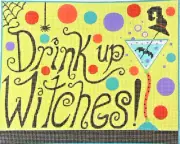 Hand-painted Needlepoint Canvas, DRINK UP WITCHES! 13" mesh, new