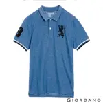 GIORDANO 男裝勝利獅王刺繡POLO衫 - 49 雪花中洗水藍
