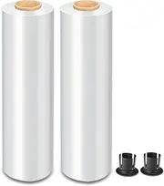 MasterSpec Clear Plastic Stretch Wrap Film 2 Piece, 50cm x 400m Durable Packing Moving Packaging Heavy Duty Shrink Film Industrial Film 25U with Plastic Wrap with Plastic Rotary Handle