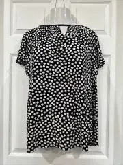 Susan Graver Liquid Knit Stretch Black Top Blouse Flutter Sleeve Plus Size 1X