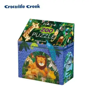 【美國Crocodile Creek】造型小屋拼圖24片-動物園