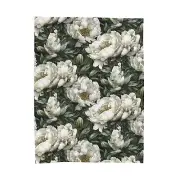 White Peonies Velveteen Plush Blanket