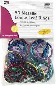 Charles Leonard Loose Leaf Rings, 1" Diameter, Metallic Assorted Colors, (85000), 50 per Pack