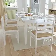 Dining Chairs Set of 6, White Rubberwood Frame with Velvet Seat, Modern Kitchen Room Chairs, Comedor Sillas for Table, Farmhouse Style, Dinning Furniture
