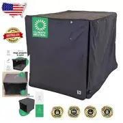 Durable 100% Cotton Dog Crate Cover - Roll-Up Panels for Easy Access (48"x30")