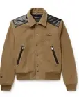 $1990 AMIRI Leather Trimmed Logo Western Varsity Wool Blend Bomber Jacket XS