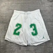 NEW Jordan Shorts Mens Extra Large White Kelly Green Mesh Jumpman Logo 7"