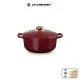 【Le Creuset】典藏琺瑯鑄鐵鍋圓鍋 20cm(醇酒紅-金頭-內鍋白)