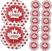 VALICLUD 24pcs Canada Day Plates Set Red Maple Leaf Paper Tableware Patriotic Party Supplies Holiday Dessert Plates for Canadian Independence Day