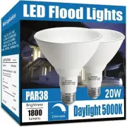 2 Pack LED Outdoor Flood Light Bulbs, 20W, E26 Base Flood Light Bulbs,5000K Day