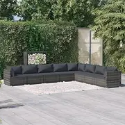 8 Piece Garden Lounge Set with Cushions Poly Rattan Grey Patio Bar Sets