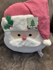 Santa Clause Plushie Throw Pillow Christmas New VIRAL 18x18 2024 Pink Hat