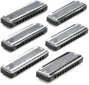 Suzuki MR-250 Bluesmaster 10-hole Diatonic Harmonicas - 6-piece Set