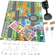 Abaodam 1set Traffic Road Signs for Boys and Girls Model Toy Road Signs Traffic Lights Educational Play Mat Safe Cloth Materials