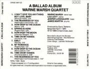 WARNE MARSH QUARTET BALLAD ALBUM NEW CD