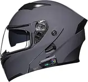 Flip Up Helmet,Bluetooth Motorcycle Modular Helmet,DOT/ECE Approved Dual Visor Full Face Helmet Scooter Moped Street Bike Racing Crash Modular Helmet for Adult Man Woman(K,XXL=63-64cm)