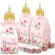 Frienda 50 Pcs Princess Castle Pink Party Favor Boxes Pink Princess Castle Candy Goodie Boxes Princess Theme Party Supplies for Princess Girl Kids Birthday Baby Shower Party Favors