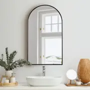 Oikiture Wall Mirrors 86x50cm Arched Makeup Mirror Bedroom Home Decor