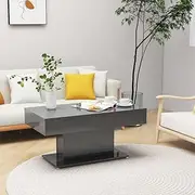 Grey Coffee Table: High Gloss Engineered Wood Living Room Furniture, Wooden Center Table for Dining, Room Decor & Coffee, 96x50x45 cm