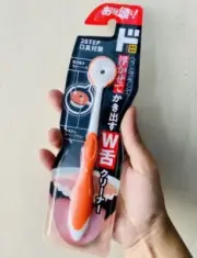 2 in 1 Soft Tongue Cleaner Brush Scraper w/ Handle Reduce Bad Breath Food Stains