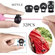 32pcs 4 Sizes Plastic Cord Lock Draw String Clip with Spring Toggle Stoppers