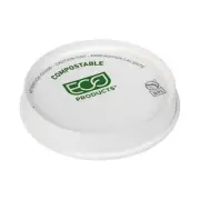 Eco-Products Compostable Paper Coffee Cup Lids, Case of 1000, White GreenStri...