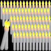 Macarrie 108 Pieces Flameless LED Taper Candles Battery Operated Candles, Flickering Light, Electric Handheld Candlesticks for Church Party Weddings Birthdays Decorations(White)
