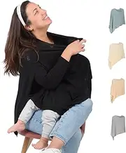 Breathable Nursing Cover Up for Breastfeeding - Privacy Nursing Covers - Newborn Essentials Must Haves - Improved Ponchy by Gold Mamas - Ebony
