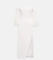 [David Koma] David Koma Feather-trimmed midi dress AU 6 white
