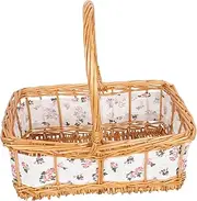 CIMAXIC Woven Flower Basket Wicker Planter Basket Woven Traditional Decor Flowers Wicker Willow Seagrass Decorative Wedding Handle Decoration Cloth Colorful