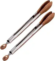 2pcs Walnut Wood and Stainless Steel Food Tongs Versatile BBQ Clips for Grilling Salad Serving Buffet Baking and Home Cooking Essentials
