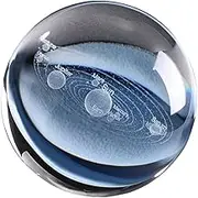 BIUDECO System Crystal Ball Clear Planet Educational Model Sphere Engraved Glass for Home Living Room Office Decor Smooth Surface Design for Astronomy Lovers
