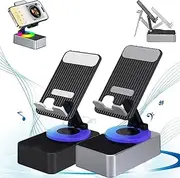 Bluetooth Audio Power Bank Bracket, 3 in 1 Bluetooth Audio Power Phone Holder with Wireless Bluetooth Speaker, Foldable Cellphone Stand with Bluetooth Speaker and Power Bank (Black+Grey)