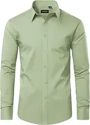 [Lion Nardo] Mens Dress Shirts Long Sleeve Dress Shirts for Men Cotton Button Down Shirt Regular Big and Tall Dress Shirts