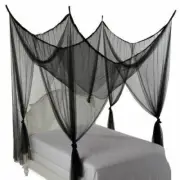 Black Four 4 Post Bed Canopy Netting Curtains Sheer Panel Fabric Corner ANY SIZE