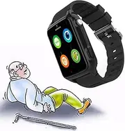 Elderly Fall Detection Smart Watch Fall Alert Devices Waterproof Anti-lost Positioning Watch 4G Phone Watch with SOS & HD Video Call&GPS(Black)