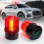 ELLUMIN 6" Red Rotating Flashing Beacon Light, LED Strobe Rotating Light with Magnetic Base for Vehicle Forklift Truck Tractor Golf Carts UTV Car Bus and Club Party Show Bar(Red, 1 Pack