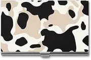 [LKHDS] Slim Aluminum Alloy Business Card Holder Cow Spot Pocket Business Card Case Portable Business Card Wallet Business Card Holders Handheld Card Box for Women Men, style, One size, Style, One size