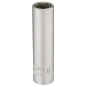 Elora 1/4"D 9mm Deep Socket Hexagon Chrome Plated 58729