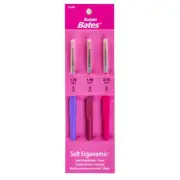 3 Pack Susan Bates Steelite Soft Ergonomic Steel Crochet Hook Set-Classic Sizes