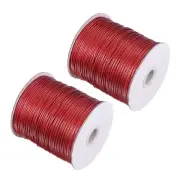 2pcs Beading Thread Bracelet Weave Craft Cord 1.5mm 158M/Roll, Wine Red